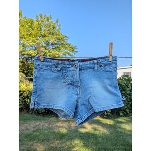 Y2K Guess USA Denim Rise Low Shorts Juniors Size 27 Light Wash Blue Cotton Blend